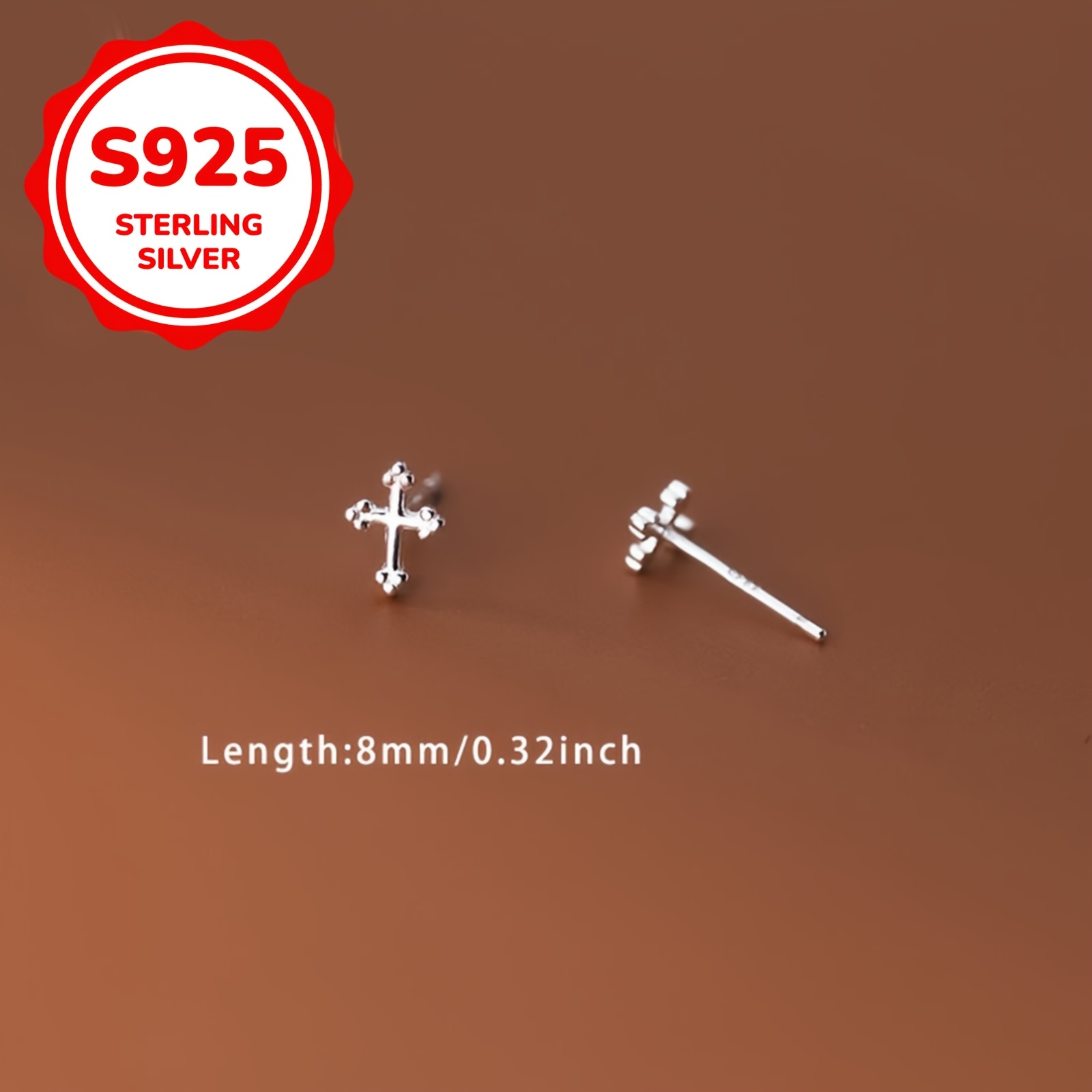 S925 Silvery Cross Earrings for Daily Wear with Low Sensitivity - 2g